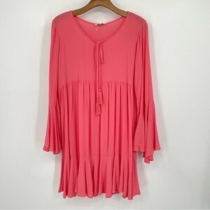 Umgee Linen Long Sleeve Pink Dress Size‎ Medium I19 NWT